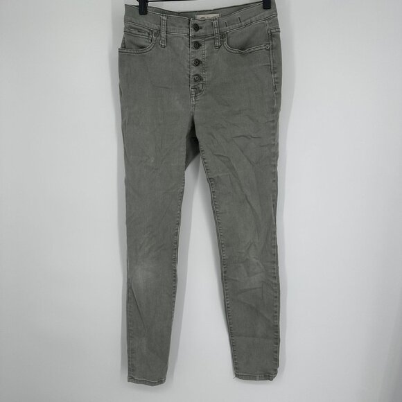 Madewell 9" High Rise Skinny Jean Size 26 Button Fly Garment Dyed Dried Olive - Picture 1 of 8